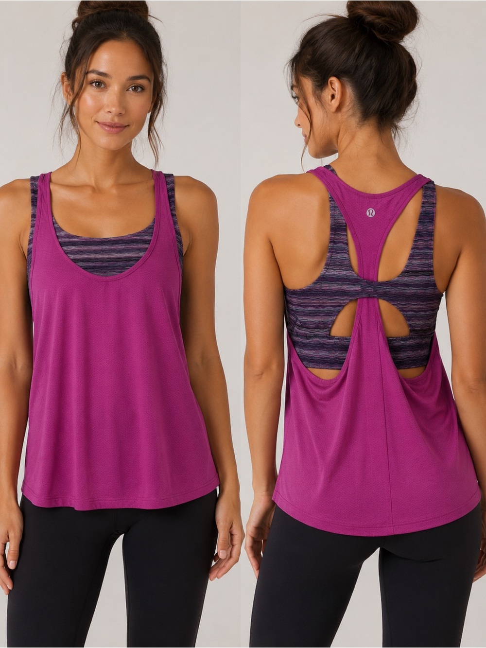 lululemon athletica Magenta Layered Workout Tank and bra… Worn ONCE! Size 6